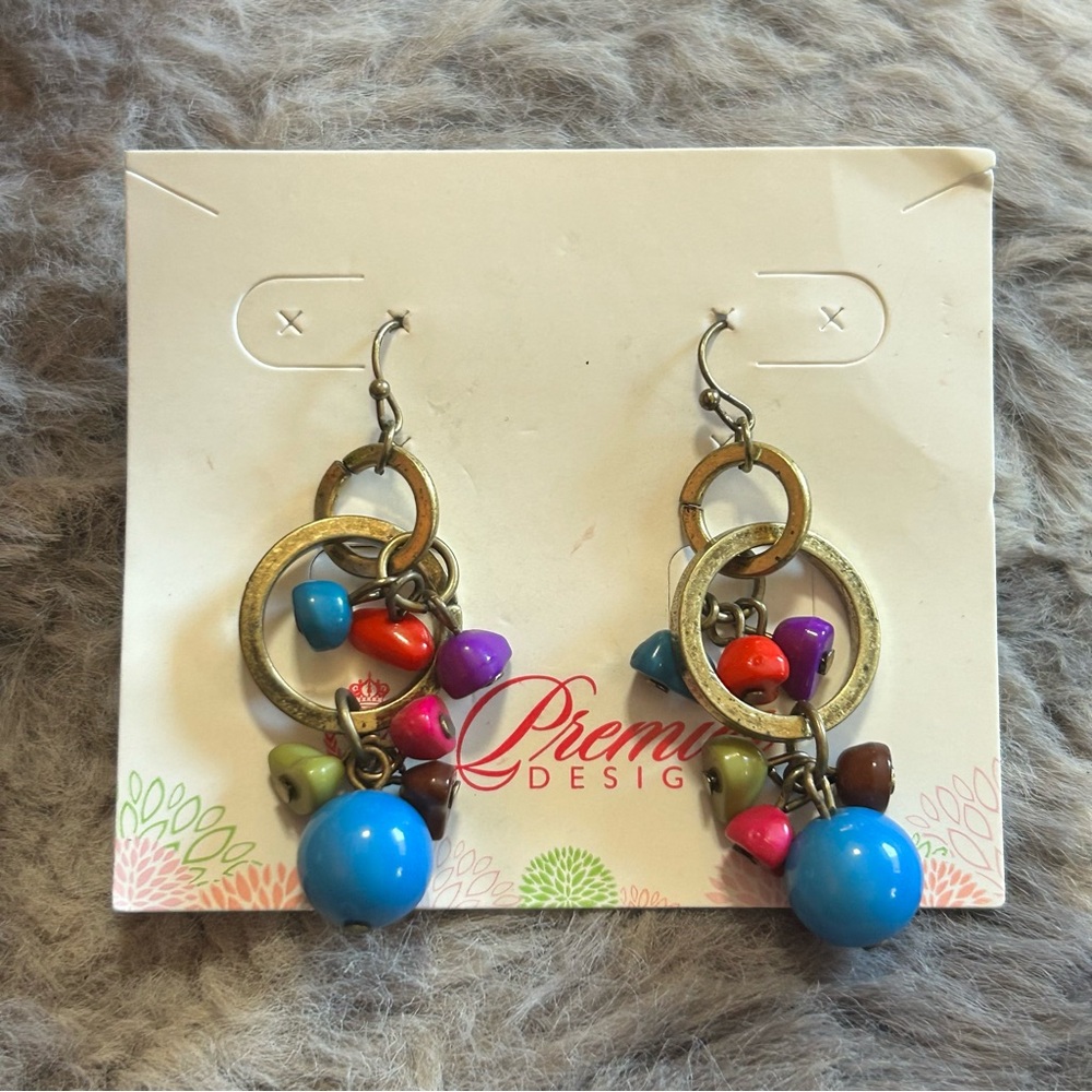 Premier designs colorful bead dangle earrings